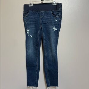Old Navy Maternity Dark Blue Distressed Super Skinny Jean